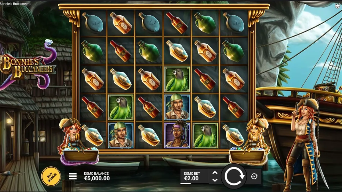 Tampilan antarmuka seluler slot Bonnie’s Buccaneers